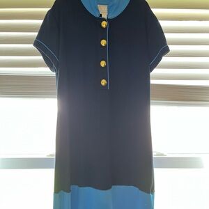 Sail to Sable two tone blue Mini Dress with Gold Accents
